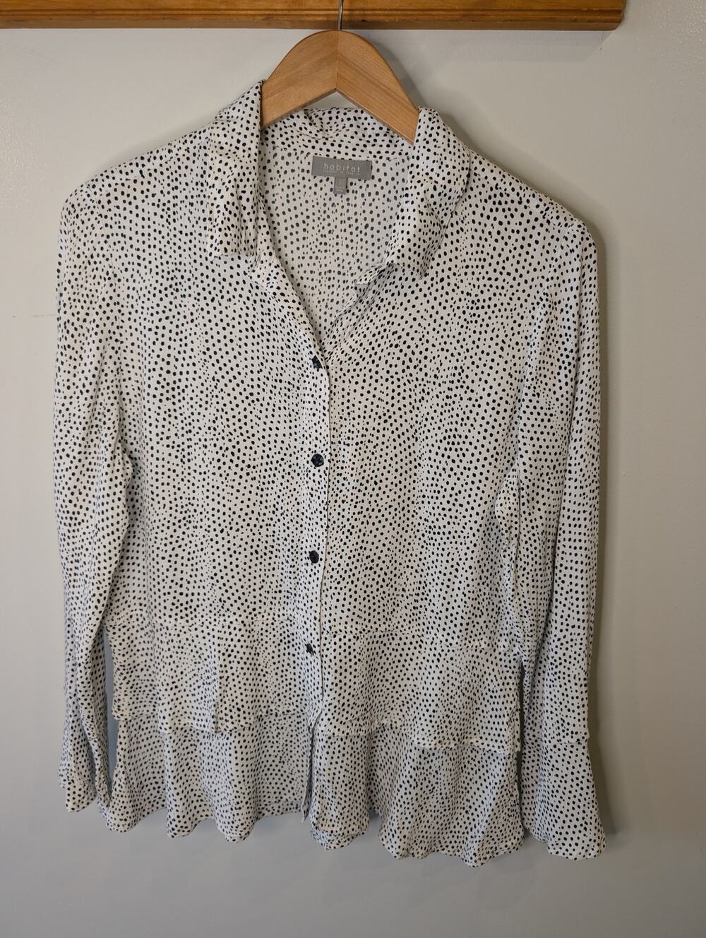 Habitat White and Black Polka Dot Short Sleeve Shirt